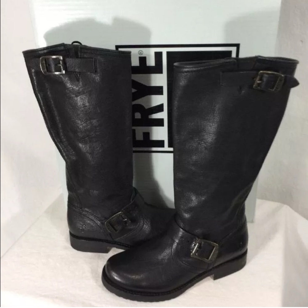 FRYE - Veronica - Black Leather Buckle Boots - Size 5.5